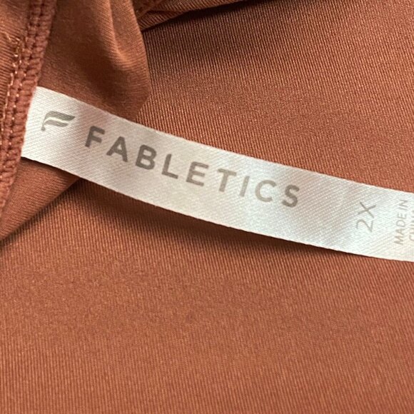 Fabletics Shirt Phoenix Brick Cherry Mocha Mock Neck Athletic Long Sleeve 2X - Picture 8 of 10